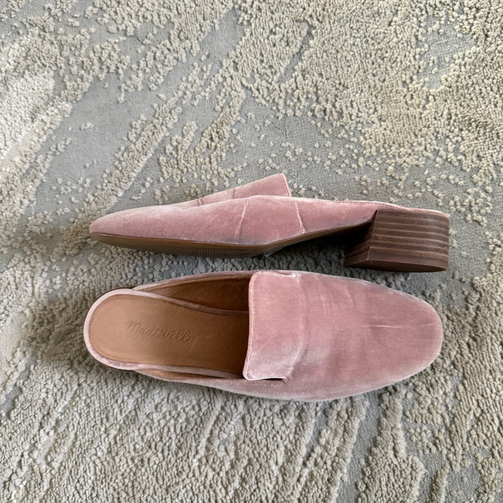 Madewell Willa Loafer Mules pink plush velvet slip on loafer flats size 9 - Picture 11 of 11
